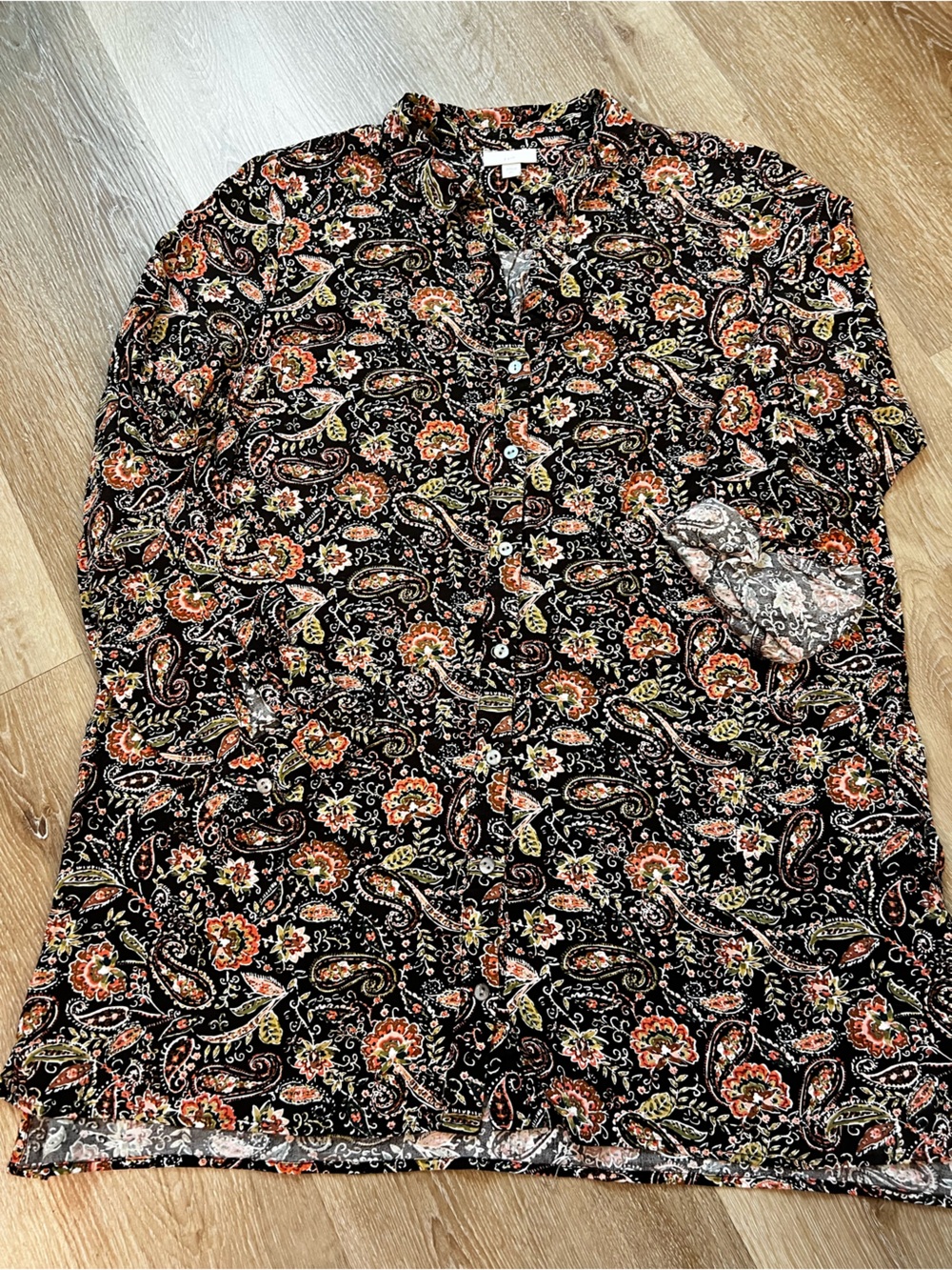 J. Jill Black Paisley Floral Button-Down Shirt